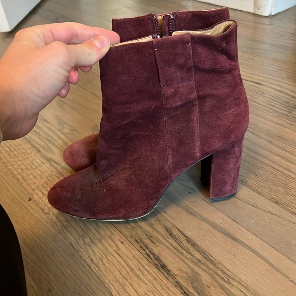 Burgundy suede booties